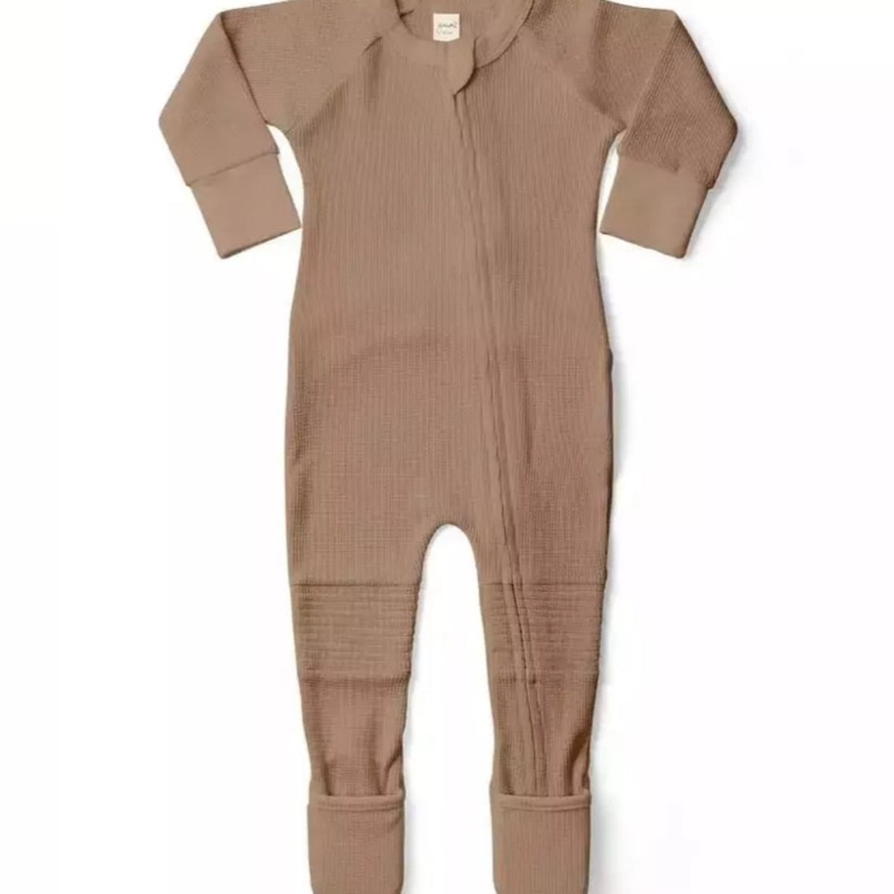 Goumi brown/tan baby One Piece Footie sleeper size 12-18 months bamboo cotton
